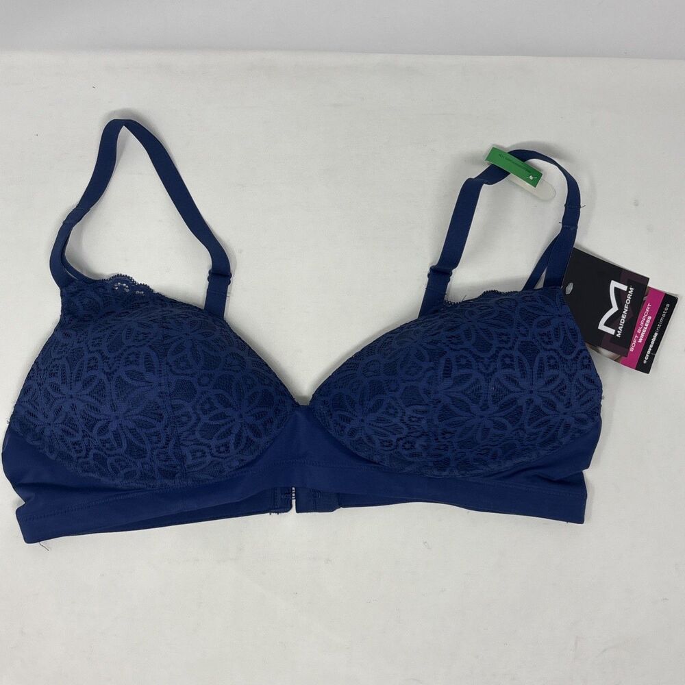 Maidenform M Soft Support Wireless Lace Bralette Blue Women’s L DM2314 NWT